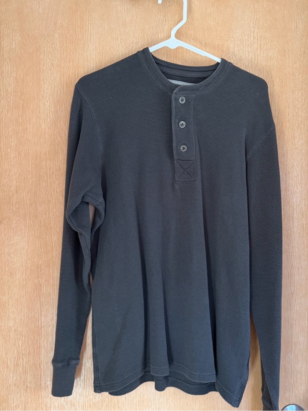 Men’s Long-Sleeve Black Henley Thermal Shirt